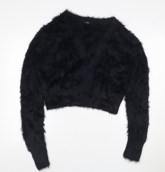 Next Women’s Black Size 12 Fuzzy Knit Crew Neck Pullover Jumper
