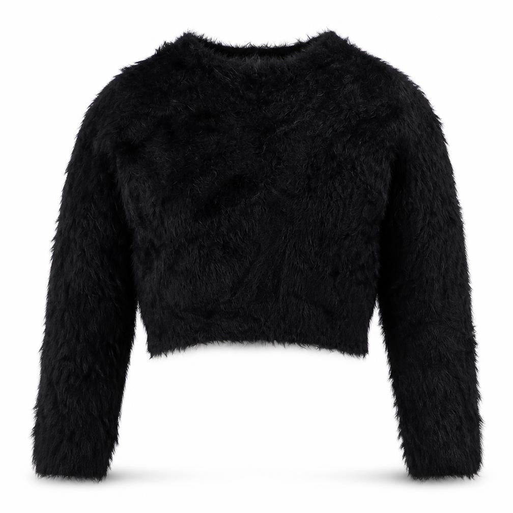 Front view of Next Women’s Black, size UK 12, Fuzzy Knit Crew Neck jumper