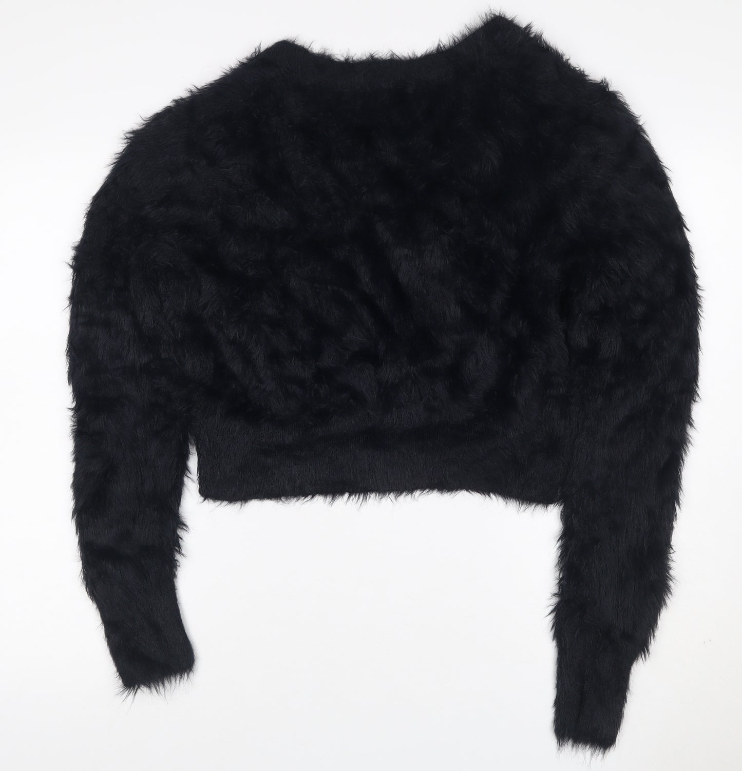 Next Women’s Black Size 12 Fuzzy Knit Crew Neck Pullover Jumper
