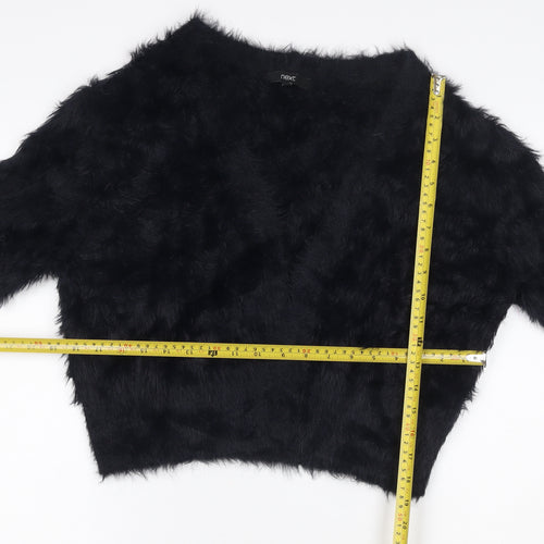 Next Women’s Black Size 12 Fuzzy Knit Crew Neck Pullover Jumper
