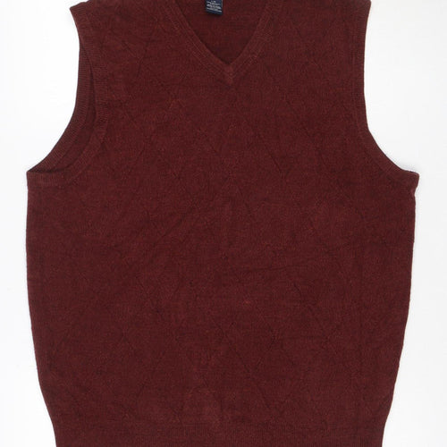 Dockers Men’s Red Acrylic V-Neck Knit Sleeveless Jumper Vest L