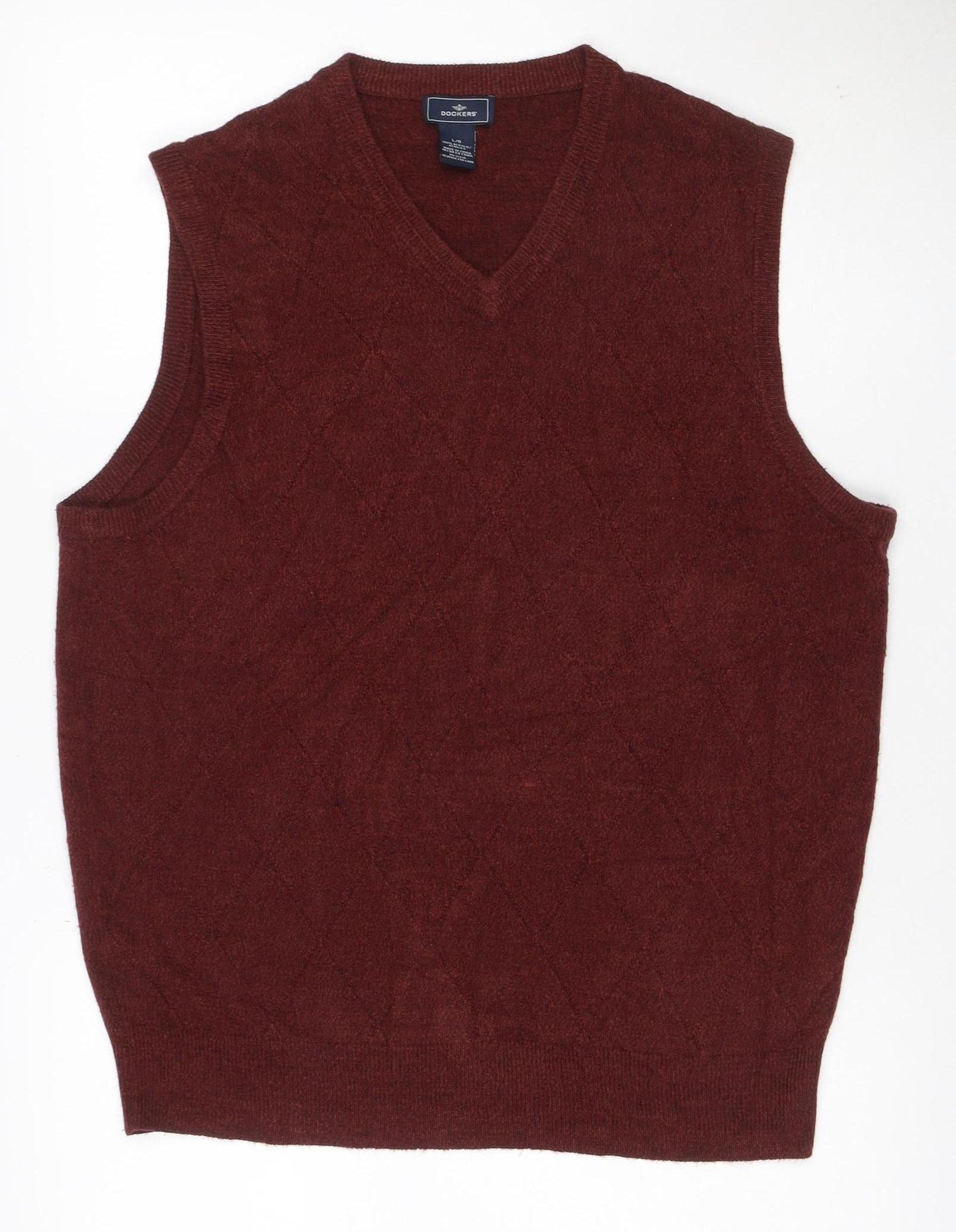 Dockers Men’s Red Acrylic V-Neck Knit Sleeveless Jumper Vest L