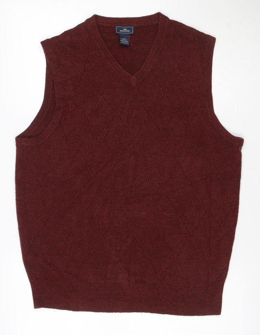 Dockers Men’s Red Acrylic V-Neck Knit Sleeveless Jumper Vest L