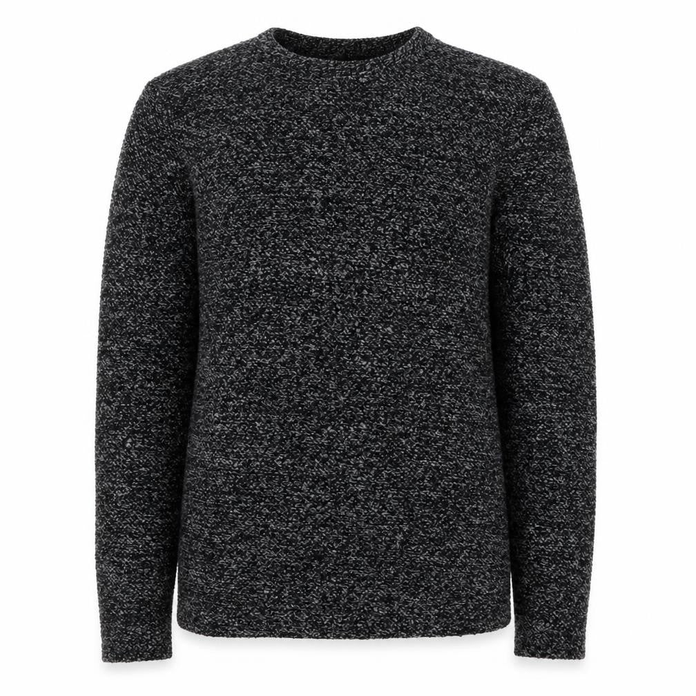Front view of Topman Men’s Black Grey Marl S Roll Neck Chunky Knit Jumper