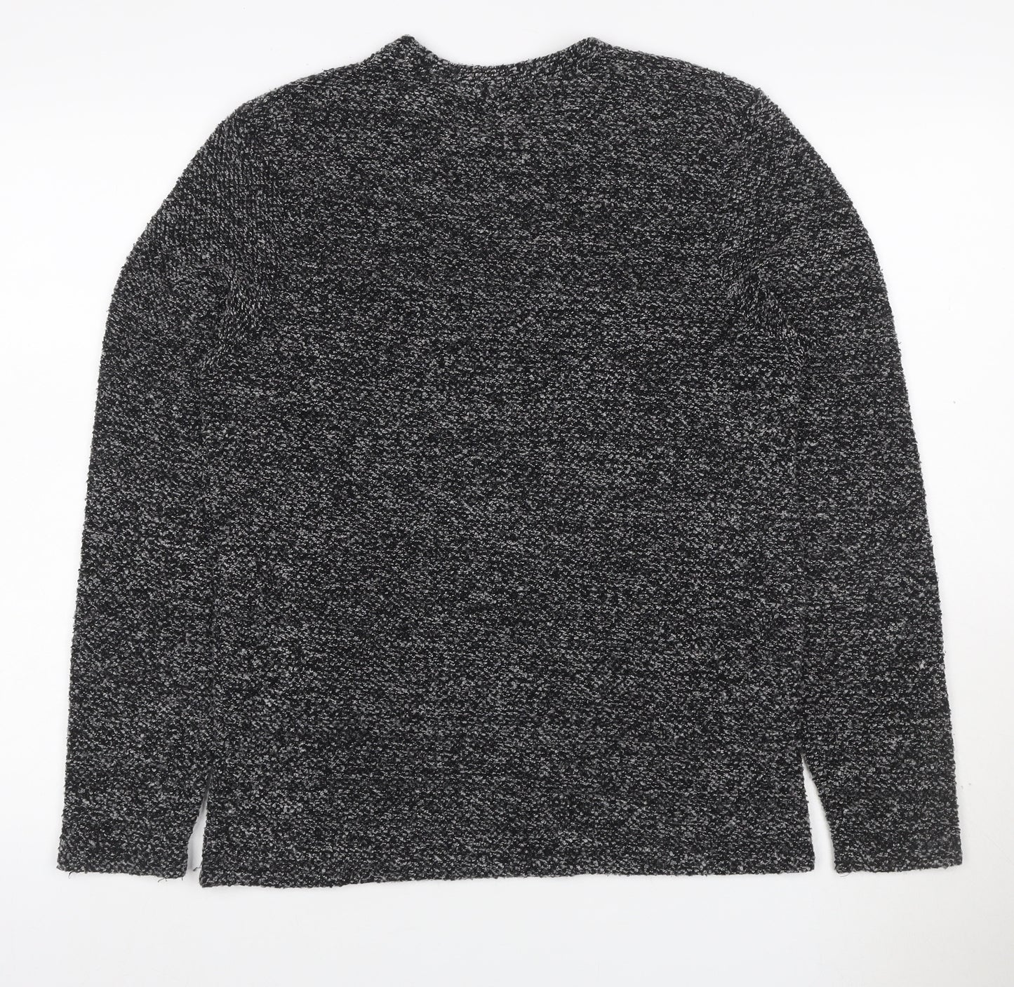Topman Men’s Black Grey Marl S Roll Neck Chunky Knit Jumper