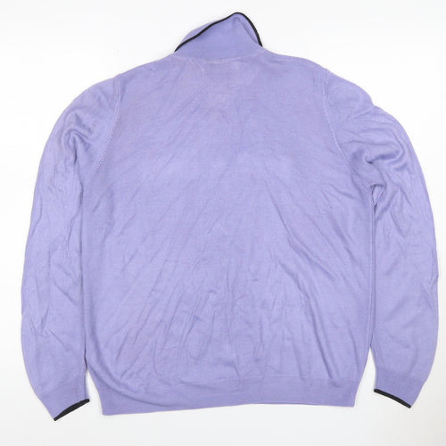 Marks & Spencer Women Purple UK 12 Knit Button-Up Collared Top