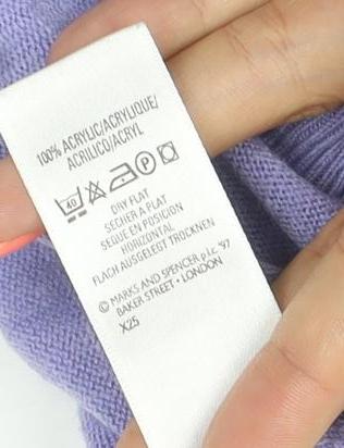 Marks & Spencer Women Purple UK 12 Knit Button-Up Collared Top