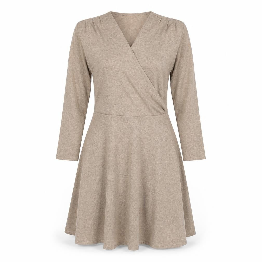 Dorothy Perkins Women Beige UK 12 Wrap Fit & Flare Knit Dress
