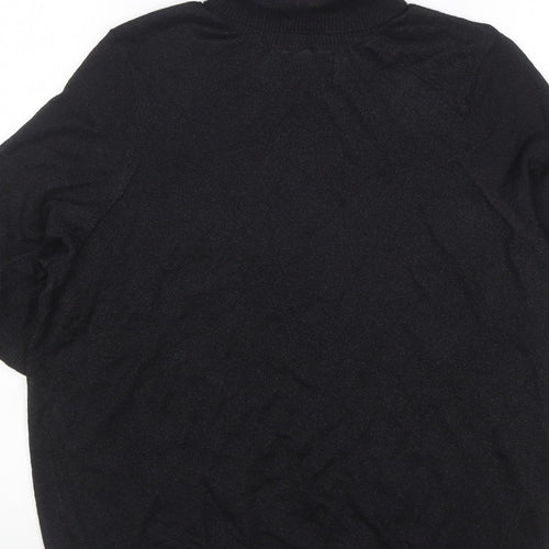 Marks and Spencer Women Black M Roll Neck Short Sleeve Knit Basic Top