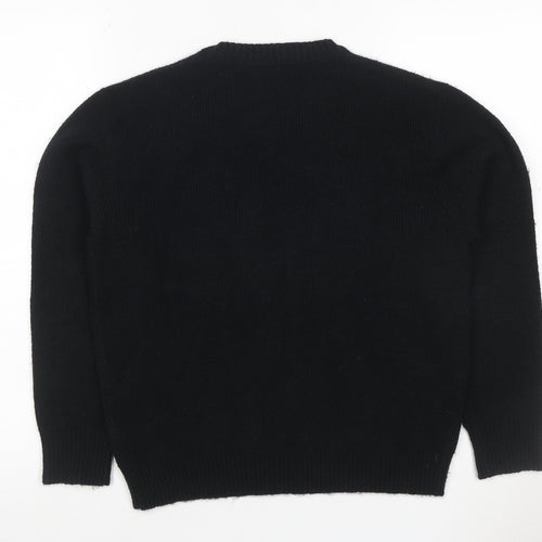 John Lewis Girls Black Knit Pullover Jumper Age 10 Years Crew Neck