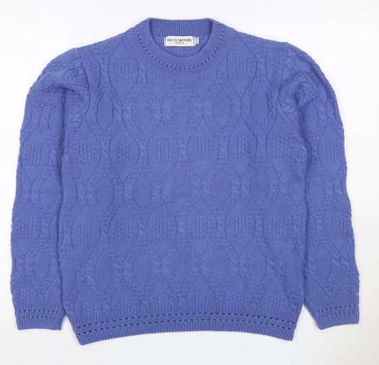 Beaumonde Paris Women’s Blue Size 12 Cable Knit Crew Neck Pullover Jumper