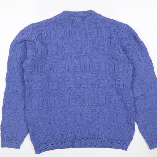 Beaumonde Paris Women’s Blue Size 12 Cable Knit Crew Neck Pullover Jumper