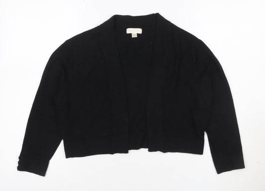 Pomodoro Women Black UK 12 Open Knit Cardigan Long Sleeve