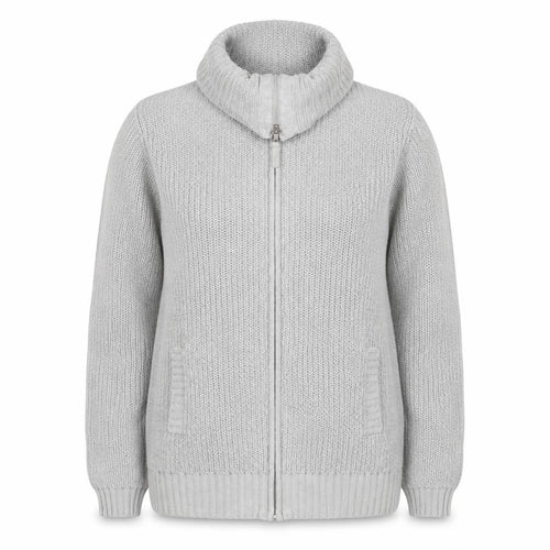 Marks and Spencer Women Grey UK 16 Chunky Knit Full Zip Jumper