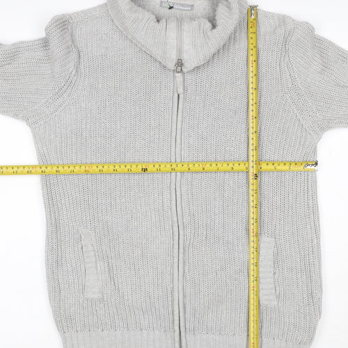 Marks and Spencer Women Grey UK 16 Chunky Knit Full Zip Jumper