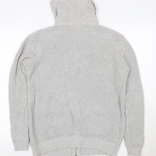 Marks and Spencer Women Grey UK 16 Chunky Knit Full Zip Jumper