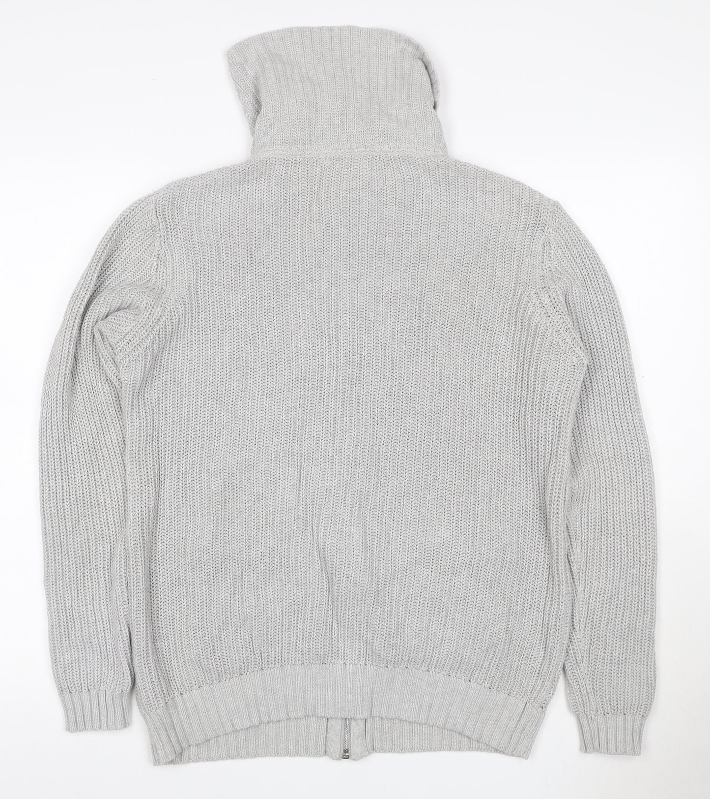 Marks and Spencer Women Grey UK 16 Chunky Knit Full Zip Jumper