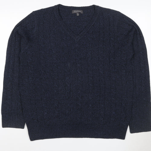 Sfera Urban Men’s Blue XL Cable Knit V-Neck Pullover Jumper