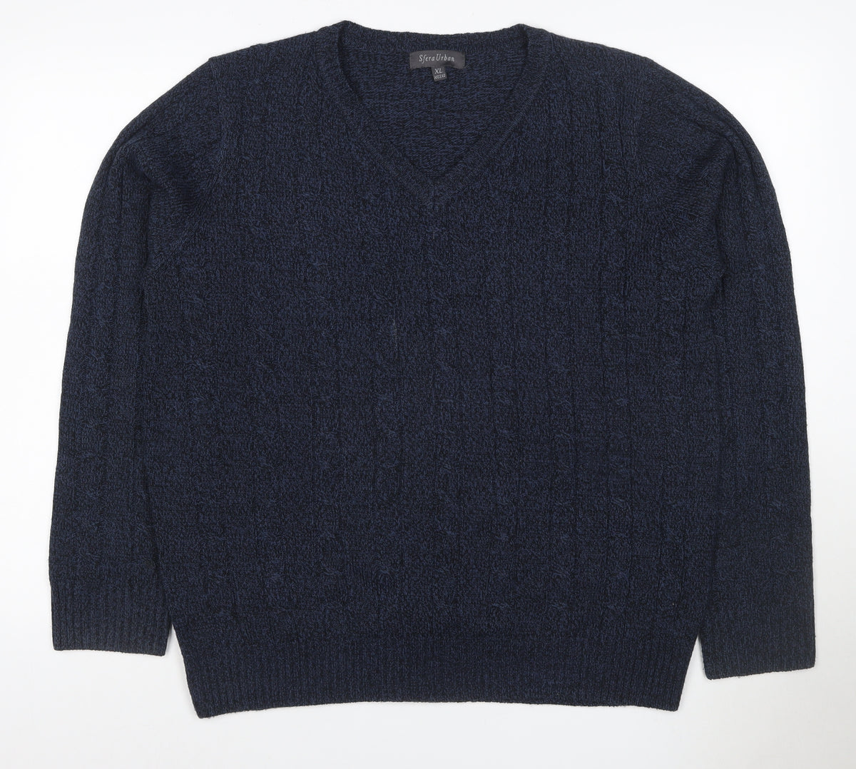 Sfera Urban Men’s Blue XL Cable Knit V-Neck Pullover Jumper