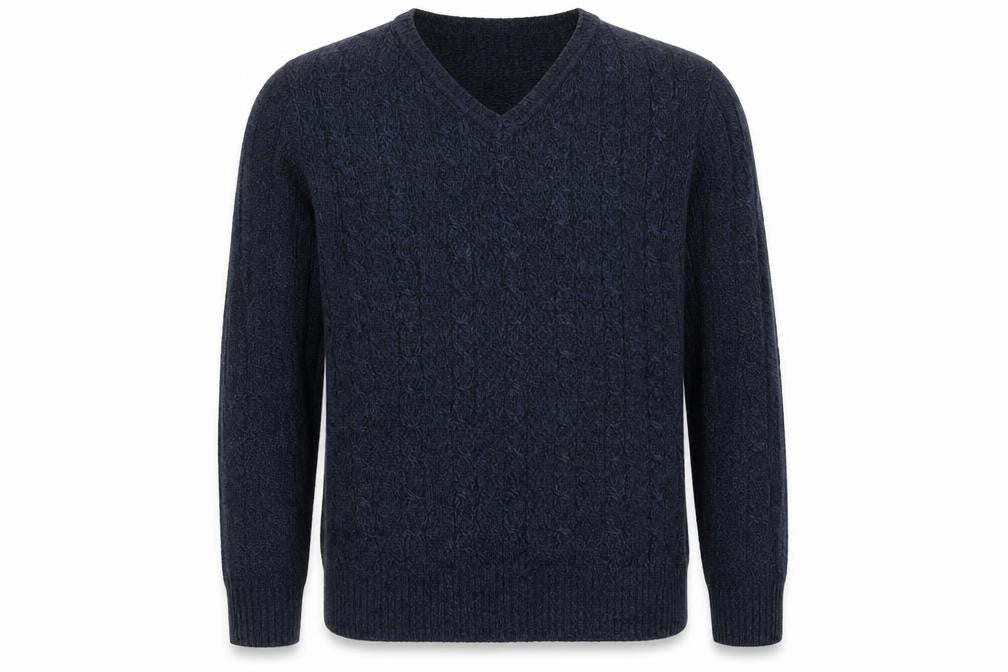 Sfera Urban Men’s Blue XL Cable Knit V-Neck Pullover Jumper