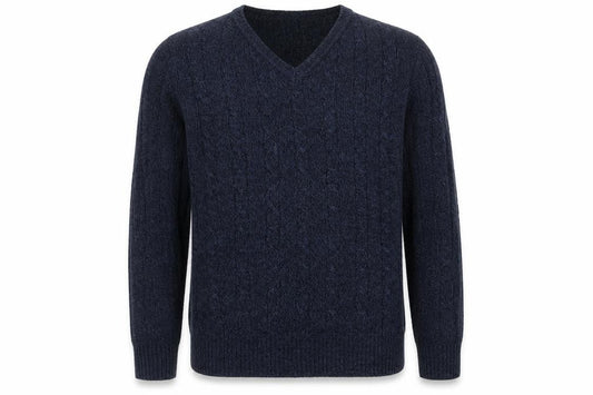 Sfera Urban Men’s Blue XL Cable Knit V-Neck Pullover Jumper