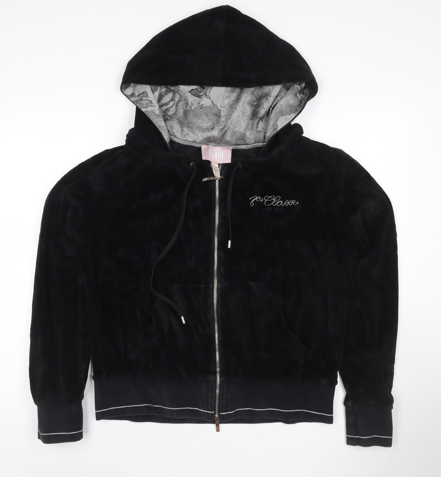 Alviero Martini 1A Classe Women’s Black XL Velour Full Zip Hoodie