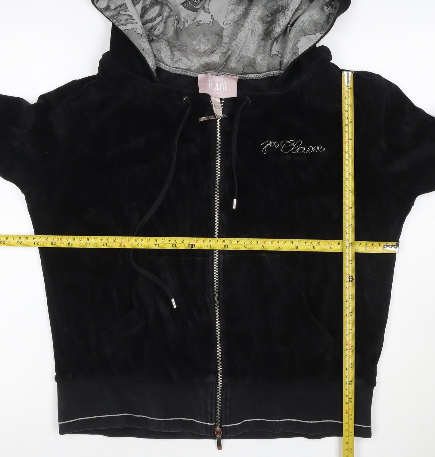 Alviero Martini 1A Classe Women’s Black XL Velour Full Zip Hoodie