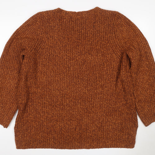 Marks and Spencer Women Brown UK 20 V-Neck Chunky Knit Jumper