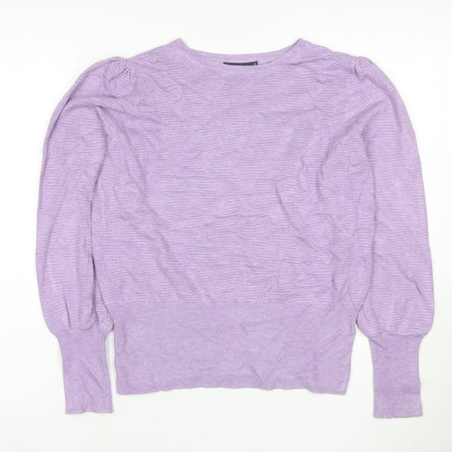 Marks & Spencer Women Purple M Lyocell Knit Puff Sleeve Jumper