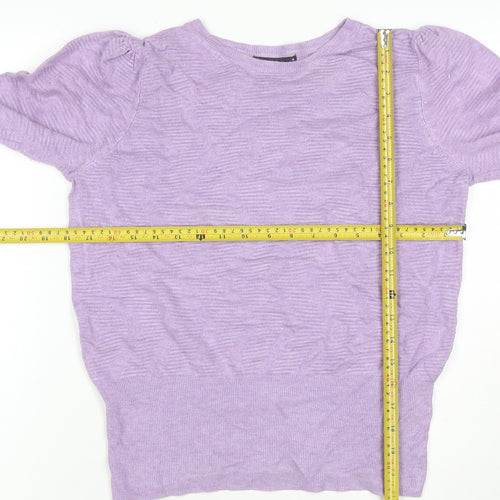 Marks & Spencer Women Purple M Lyocell Knit Puff Sleeve Jumper