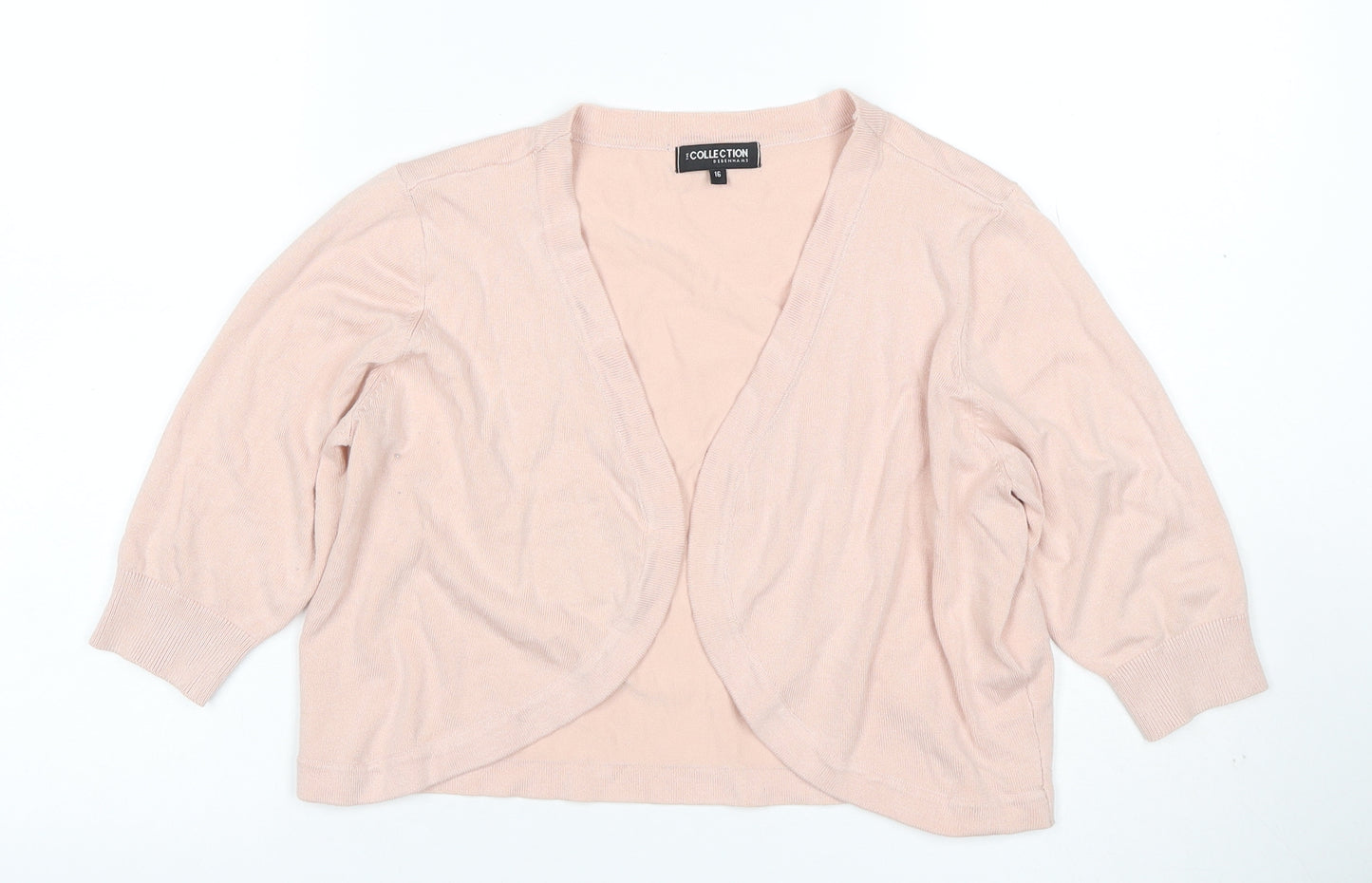 Debenhams Collection Women’s Pink Size 16 Open Knit Cardigan 3/4 Sleeve