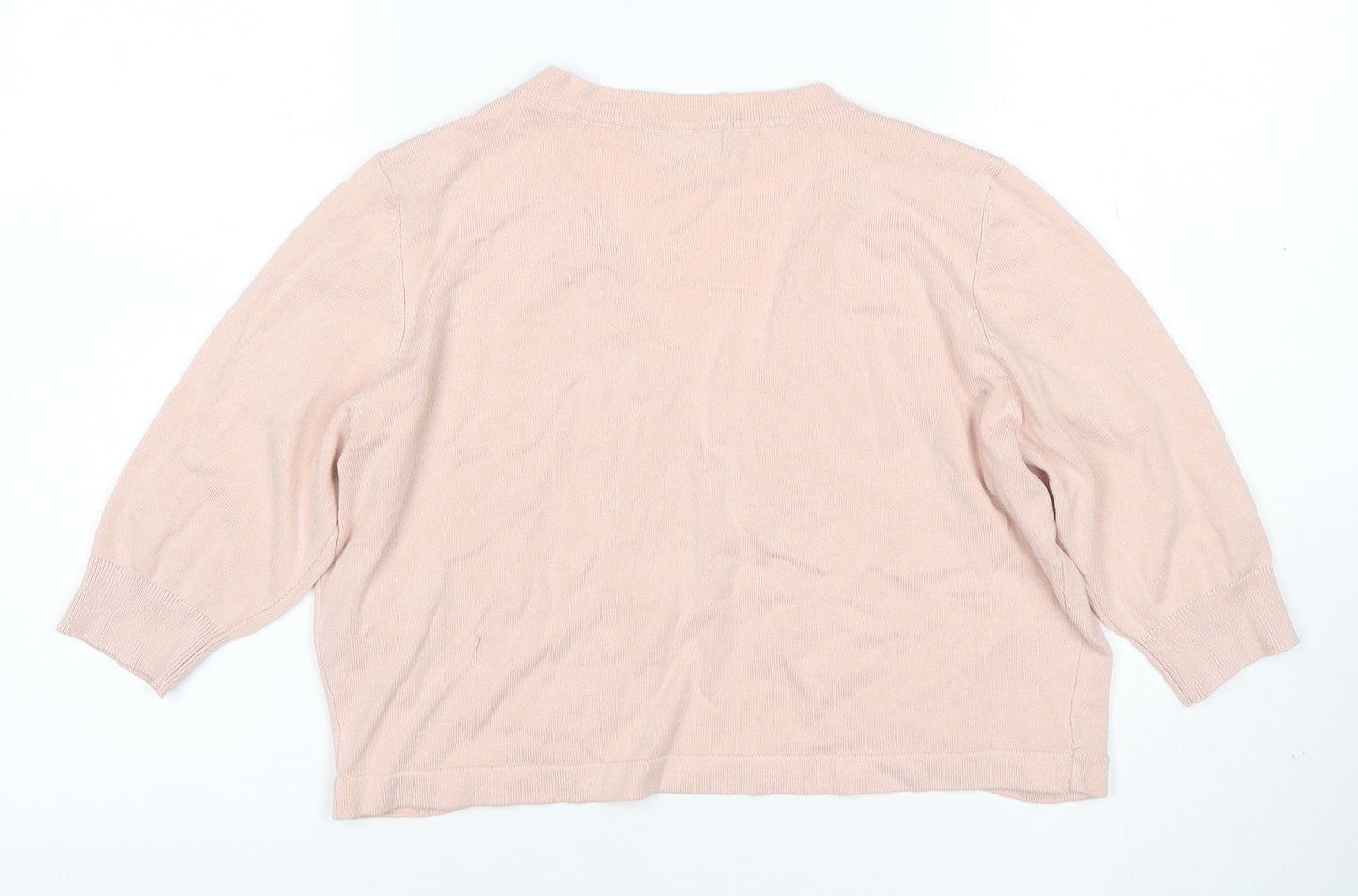 Debenhams Collection Women’s Pink Size 16 Open Knit Cardigan 3/4 Sleeve