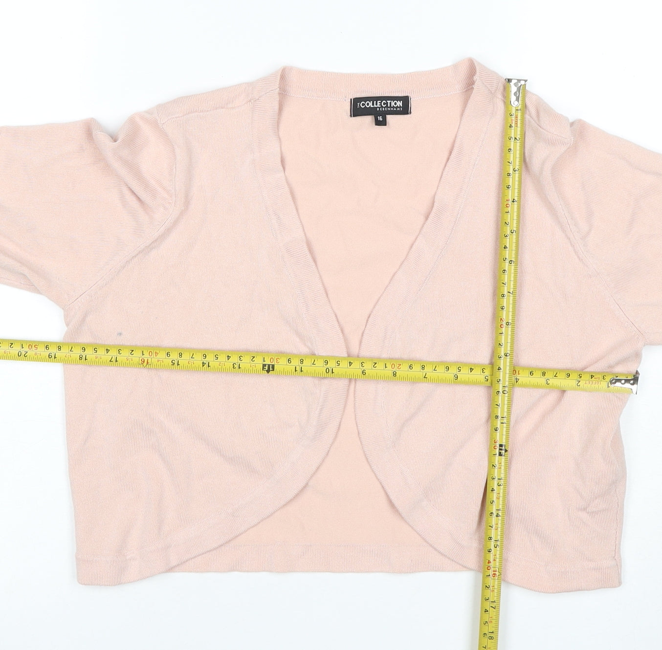 Debenhams Collection Women’s Pink Size 16 Open Knit Cardigan 3/4 Sleeve