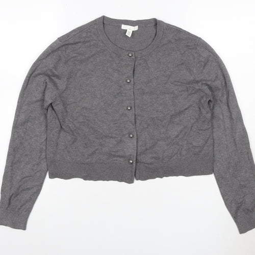 H&M MAMA Women Grey Maternity Cardigan UK 14 Knit Long Sleeve