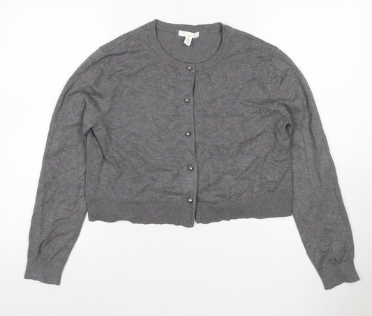 H&M MAMA Women Grey Maternity Cardigan UK 14 Knit Long Sleeve