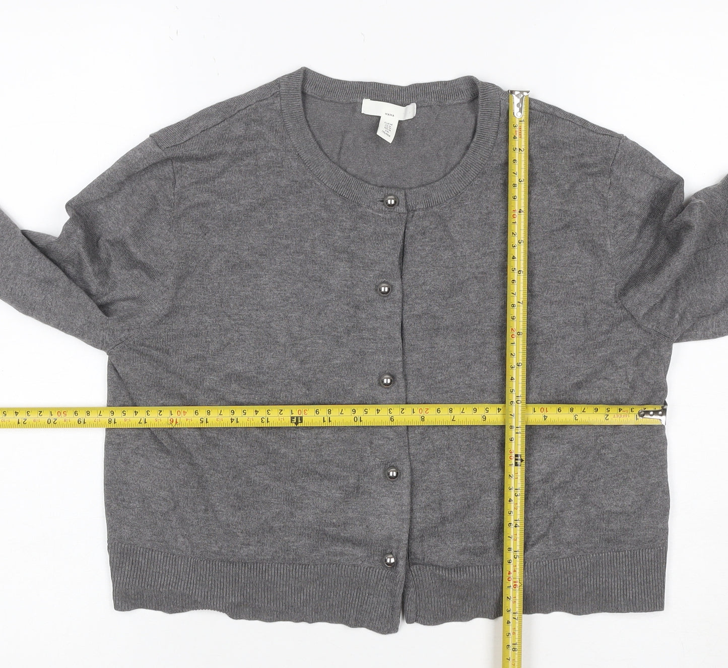 H&M MAMA Women Grey Maternity Cardigan UK 14 Knit Long Sleeve