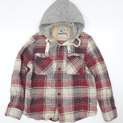 Drift King Men’s Red Plaid Hooded Cotton Jacket Size L