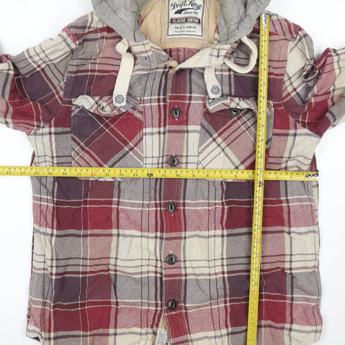 Drift King Men’s Red Plaid Hooded Cotton Jacket Size L