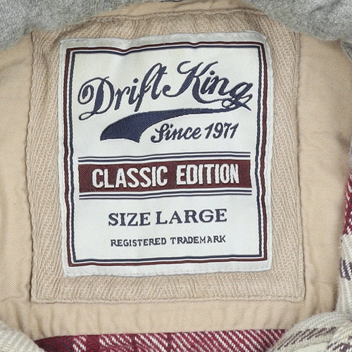 Drift King Men’s Red Plaid Hooded Cotton Jacket Size L