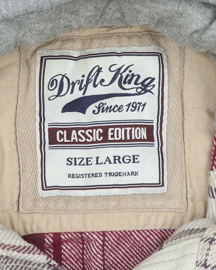 Drift King Men’s Red Plaid Hooded Cotton Jacket Size L