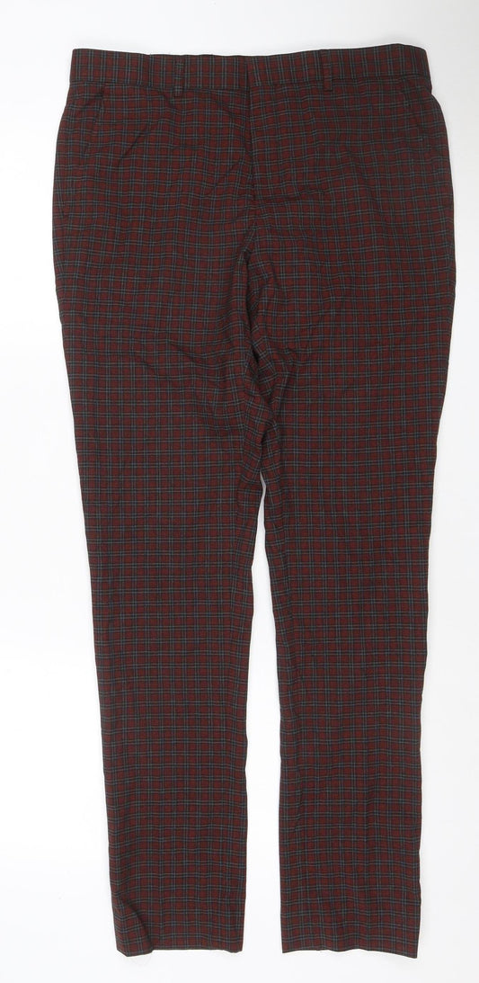 Villain Men’s Red Black Plaid Trousers Size 32R Straight Leg