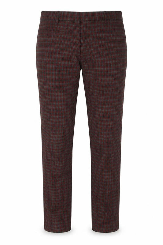 Villain Men’s Red Black Plaid Trousers Size 32R Straight Leg