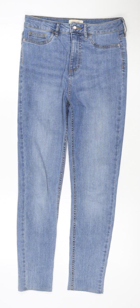 F&F Women's Blue UK 10 Skinny Mid Rise Stretch Jeans