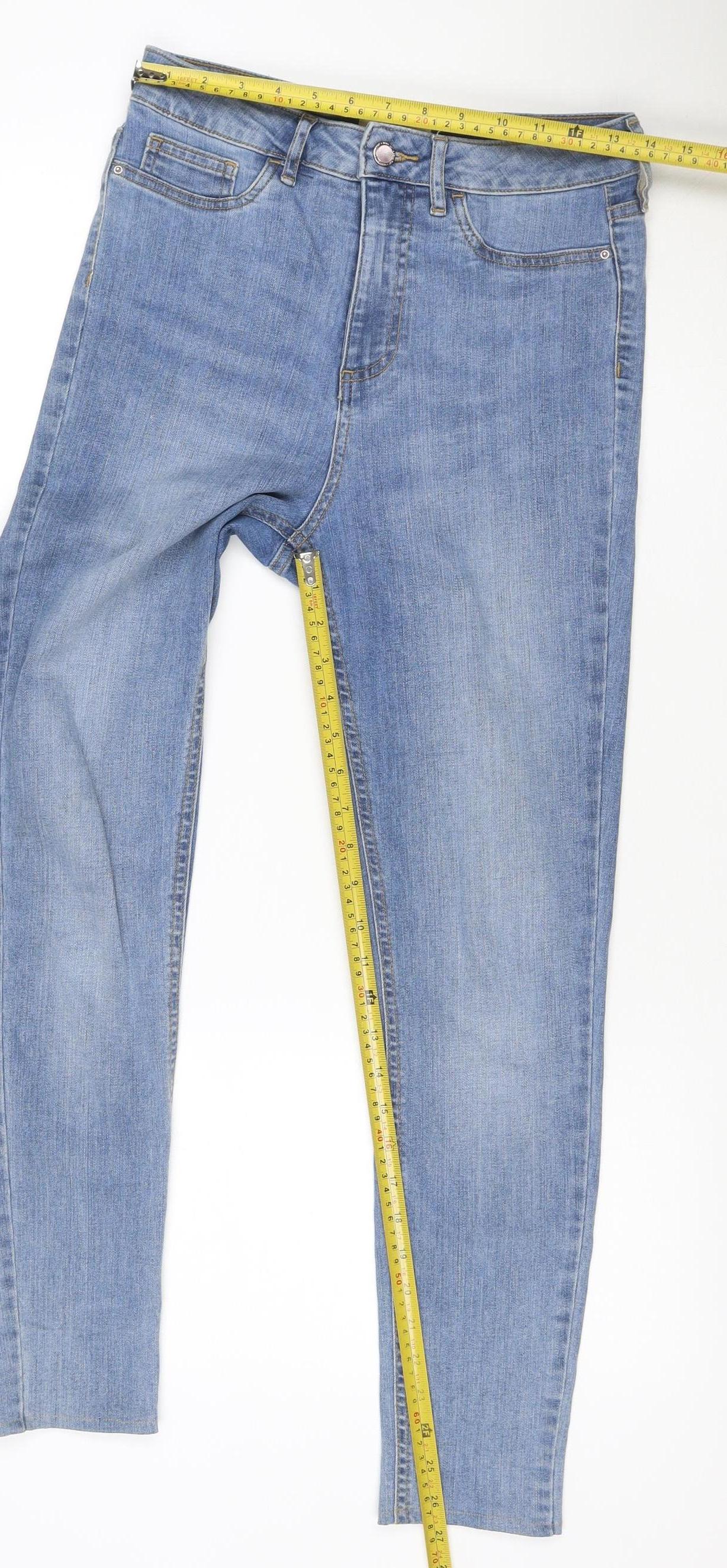 F&F Women's Blue UK 10 Skinny Mid Rise Stretch Jeans