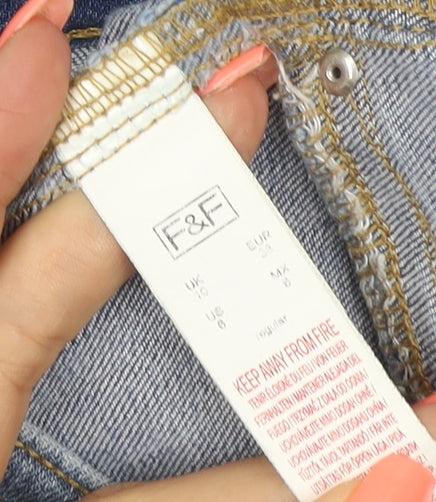 F&F Women's Blue UK 10 Skinny Mid Rise Stretch Jeans