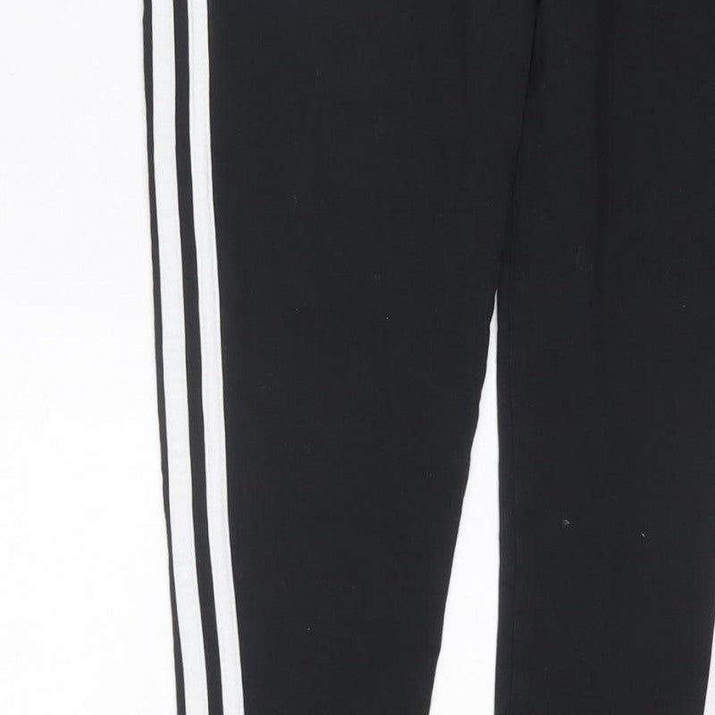 adidas Women Black UK 18 Track Pants Side Stripe Sports Trousers