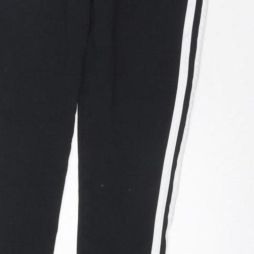 adidas Women Black UK 18 Track Pants Side Stripe Sports Trousers