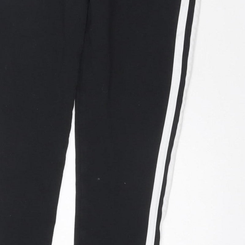 adidas Women Black UK 18 Track Pants Side Stripe Sports Trousers