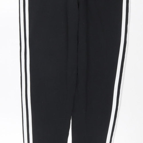 adidas Women Black UK 18 Track Pants Side Stripe Sports Trousers