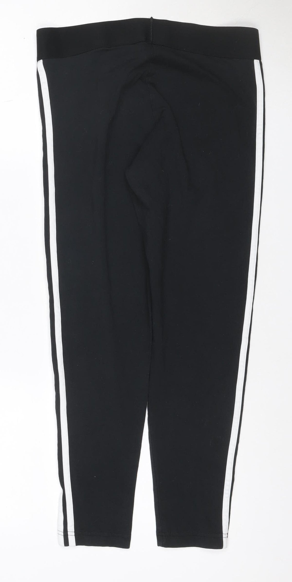 adidas Women Black UK 18 Track Pants Side Stripe Sports Trousers